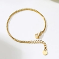 Minimalist gold box chain bracelet in stainless steel with adjustable lobster clasp - Gold Bead Chain 2mm (15+3cm)