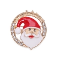 Christmas Santa Claus brooch with gold metal frame, red enamel, and Merry Christmas text - Santa Face Circle