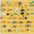 Detailed grid layout of colorful cartoon farm and wild animal stickers for kids - Folder Animals (PMS245) / 50 Sheets