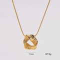 Detailed shot of golden necklace with 17mm twisted hammered texture pendant - Hammered Texture Pendant Style (AML01138)