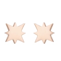 Close-up of minimalist rose gold eight-pointed star stud earrings in stainless steel - Eight-pointed Star / Rose Gold
