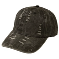 Vintage washed black distressed baseball cap with ripped details and cotton canvas texture - Adjustable / Black