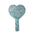 Specchio a mano scintillante a forma di cuore con strass blu e argento incastonati - Forma di Cuore / Blu