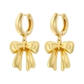 Elegant gold bow-shaped hoop earrings with a polished finish on a white background - Bow Hoop Style (Gold Color)