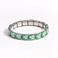 Italian style stainless steel modular link bracelet with green enamel and white flower - Green Base White Floral Style (款式12)