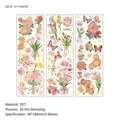 四季信使 PET floral stickers with gold foil stamping and butterfly motifs, 3 sheets - Embroidery Style