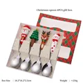 4-piece stainless steel Christmas spoon set with cartoon charms in a red gift box - Style B - 4Pcs - Red Box / Silver