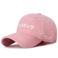Casquette de baseball vintage en coton rose avec texte Believe brodé en blanc - Réglable / Rose