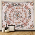 Pink and yellow floral mandala tapestry hanging on a wall in a retro indoor room - 73X95CM (Cross-border Brushed Style) / LT073-4 Dark Gray