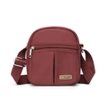 Bolso bandolera de nailon rojo de moda con correa ajustable y herrajes plateados - 16*7*19cm / Terracota