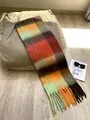 Plaid scarf in green and coffee tones with thick tassels for autumn and winter warmth - AC Green Coffee Plaid