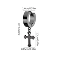 Orecchino a cerchio in acciaio nero con croce punk e indicazioni delle misure - Croce Nera (Stile 1)