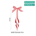 Red and white swirl glass Christmas ornament with a festive plaid ribbon bow hanging - 22cm Style 05 Red & White Stripes (Single)