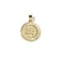 Close-up of 18k gold plated Aquarius zodiac charm with embossed wavy lines symbol - Aquarius (YE040-11)