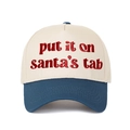 Detail of red 3D embroidery on blue and white Put It on Santa's Tab baseball cap - Off-white Spliced Blue