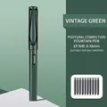 Stylo plume vert vintage mat avec plume EF 0,38 mm et dix cartouches d'encre noire - Vert Rétro (Comprend 10 Cartouches)