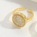 French vintage style open ring in gold finish with micro-pave round crystal setting - Round Style