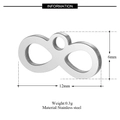 Infinity symbol pendant in stainless steel, silver finish, 12mm width with single loop - Infinity Symbol Charm