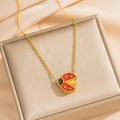 Elegant 18k gold plated stainless steel necklace with ladybird pendant on silk ribbon - Ladybug Style Necklace (8835项链)