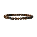 Bracciale elastico da uomo in pietra occhio di tigre giallo 6mm con distanziatori neri - Occhio di Tigre 6mm