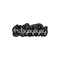 Schwarze Emaille-Brosche mit weißem Fridayayayay-Schriftzug und rosa Sternen - fridayayayay Lang (QHXZ847)