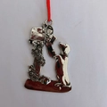 Silver mailbox and dog Christmas ornament with red string for festive hanging decor - Dog