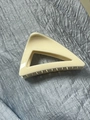 Elegant cream triangle hair claw clip with 8cm geometric design for women - 8cm / Solid White