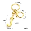 Golden letter J alphabet keychain with lobster clasp and 36mm height dimension details - Gold Letter J