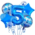 Detailed cluster of blue number 5 foil balloon with star and confetti birthday decorations - Number 5 / Light Blue