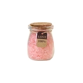 Pink Himalayan bath salts in a glass jar with a cork lid and LOVE 100% tag - 110g / Light Pink