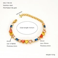 Bracelet tennis cœur en acier inoxydable plaqué or 18 carats avec zircons colorés - Style Coeur Coloré en Rangée (ZH1785-04)