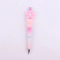 Close-up of pink daisy flower silicone bead and gradient pink plastic beaded pen - Pink Flower