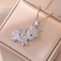 Sprankelende eenhoorn hanger ketting met zirkonia op een zilveren ketting - Staalkleurige eenhoorn ketting / Groot