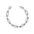 Dettaglio della catena a maglie rettangolari d'argento con robusto fermaglio a molla - Bracciale / Color Acciaio