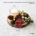 Christmas candle holder with natural wood base, pine cones, and berries for festive decor - Bell Pine Cone Style (Birch)