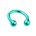Cyan circular barbell horseshoe ring in stainless steel for body piercing jewelry - Sphere / Green