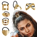 Gotische Punk-Haarklammern aus Metall in Gold mit verschiedenen geometrischen Formen - Set 15 (Multi-Style Metall Haarschmuck-Set)