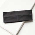 Deep gray ribbed knit elastic headband for women's sports and makeup routine - Charcoal Grey