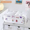 Modern minimalist white multi-grid desk organizer with cute stickers, 26x16x10cm size - Storage Box with Stickers / White