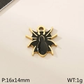 Golden spider pendant with black enamel details for Halloween jewelry making - Large Spider Style (KLJ10389-ZLA)