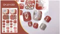Waterproof pedicure stickers in brick red and silver glitter with floral rhinestone design - QYJ21-033 (Red-Brown/White Flowers/Silver Glitter)