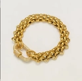 Chunky 18K gold plated chain necklace with a sparkling pave crystal carabiner lock - Bracelet / Gold Clasp