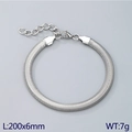 Minimalist silver stainless steel flat snake chain bracelet measuring 200x6mm for women - 6mm Bracelet (KB187321-GC)