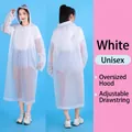 White semi-transparent EVA rain poncho with adjustable drawstring hood and unisex fit - Pullover White