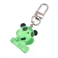 Luminous green cartoon panda keychain made of resin with metal clip for bag decoration - Green