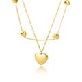 Collana a doppio strato in titanio dorato con diversi ciondoli a forma di cuore - Cuori Multistrato Oro