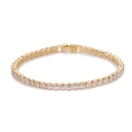 Detail of gold-plated tennis bracelet featuring square AAA zircons and a secure folding clasp - Square 3*3mm / Gold