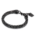 Pulsera de hombre estilo punk en acero inoxidable negro con placa rectangular - Estilo A / Negro