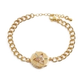 Gold plated evil eye Hamsa hand bracelet with colorful cubic zirconia and star detail - Star of David Hamsa Hand/Gold