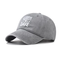 Vista lateral de gorra de algodón gris lavado con eslogan blanco y visera curva rígida - Ajustable / Gris